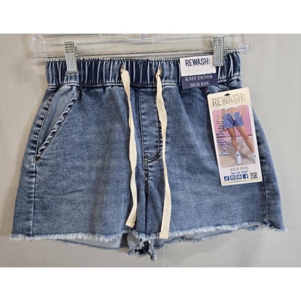 Rewash Brand Knit Denim High Rise Cut-Off Shorts Women's Size XS Blue